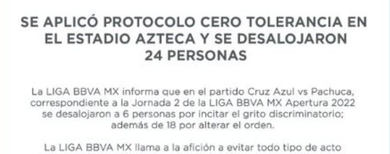 Desalojaron a 24 personas del Estadio Azteca durante partido Cruz Azul-Pachuca