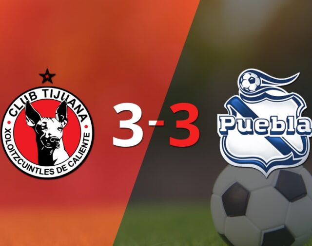 Feria de goles en el empate entre Tijuana y Puebla