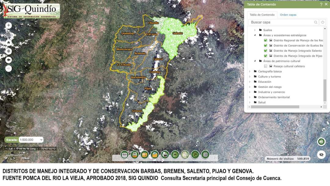 Distritos de manejo integrado y de conservación Barbas, Bremen, Salento, Pijao y Genova