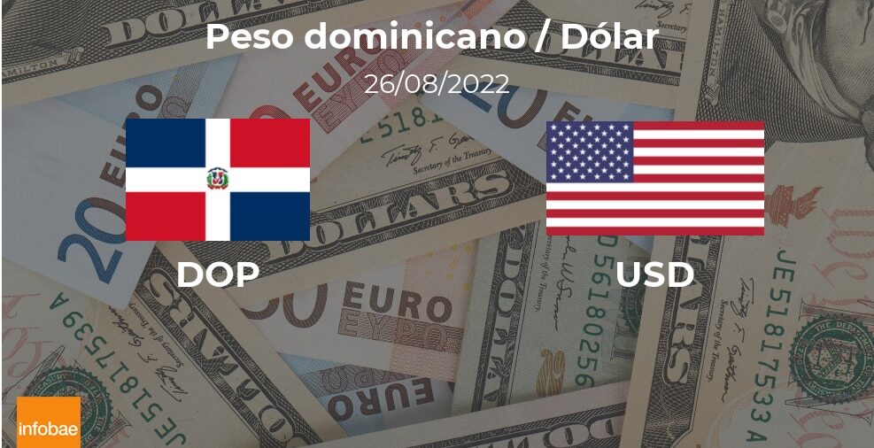 Valor de cierre del dólar en República Dominicana este 26 de agosto de USD a DOP