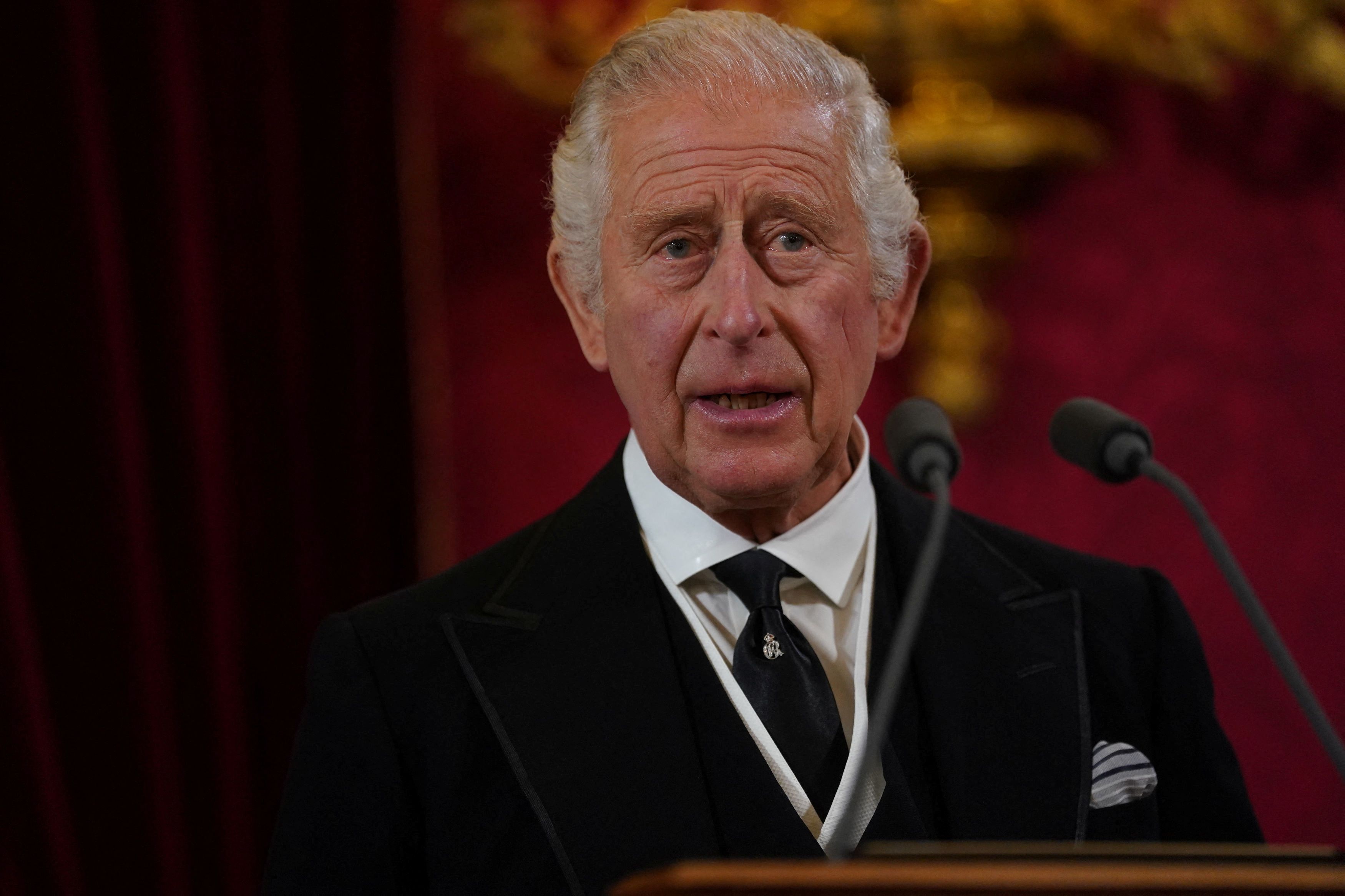 Britain's King Charles III speaks during the Accession Council ceremony at St James's Palace, where he is formally proclaimed Britain's new monarch, following the death of Queen Elizabeth II, in London, Britain September 10, 2022. Jonathan Brady/Pool via REUTERS