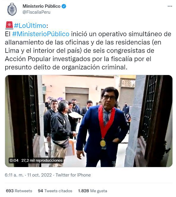 Allanamiento de oficinas y viviendas de congresistas 'Los Niños'