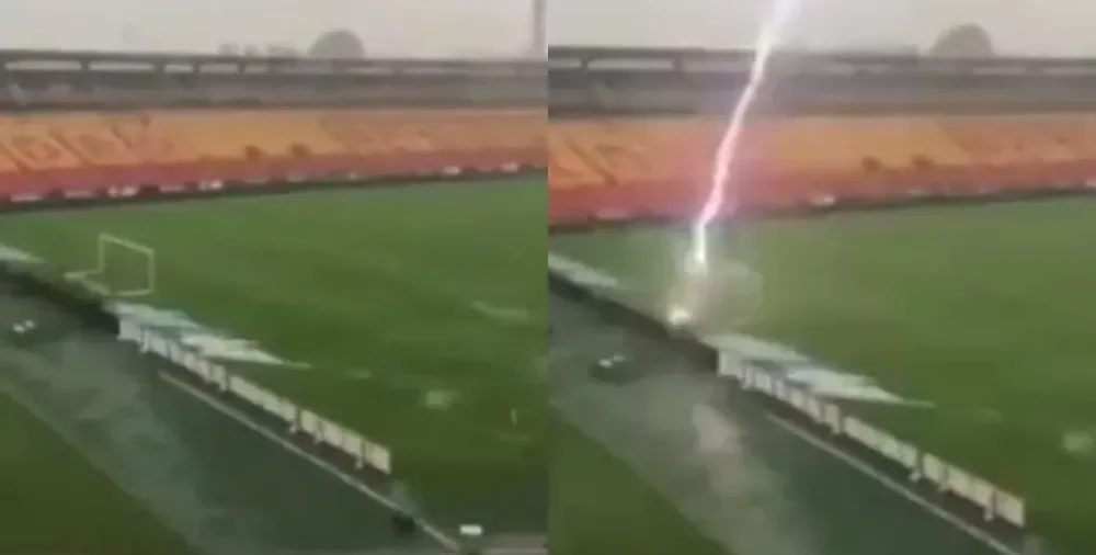 Video: un rayo cayó en el estadio El Campín de Bogotá antes del partido entre Santa Fe y Deportivo Cali