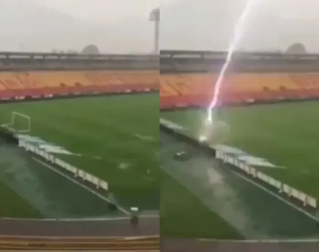 Video: un rayo cayó en el estadio El Campín de Bogotá antes del partido entre Santa Fe y Deportivo Cali