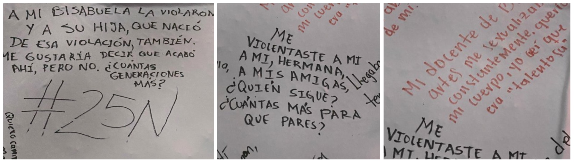 Historias de mujeres víctimas de violencia sexual el 25N. (Twitter, @SomosJacarandas)