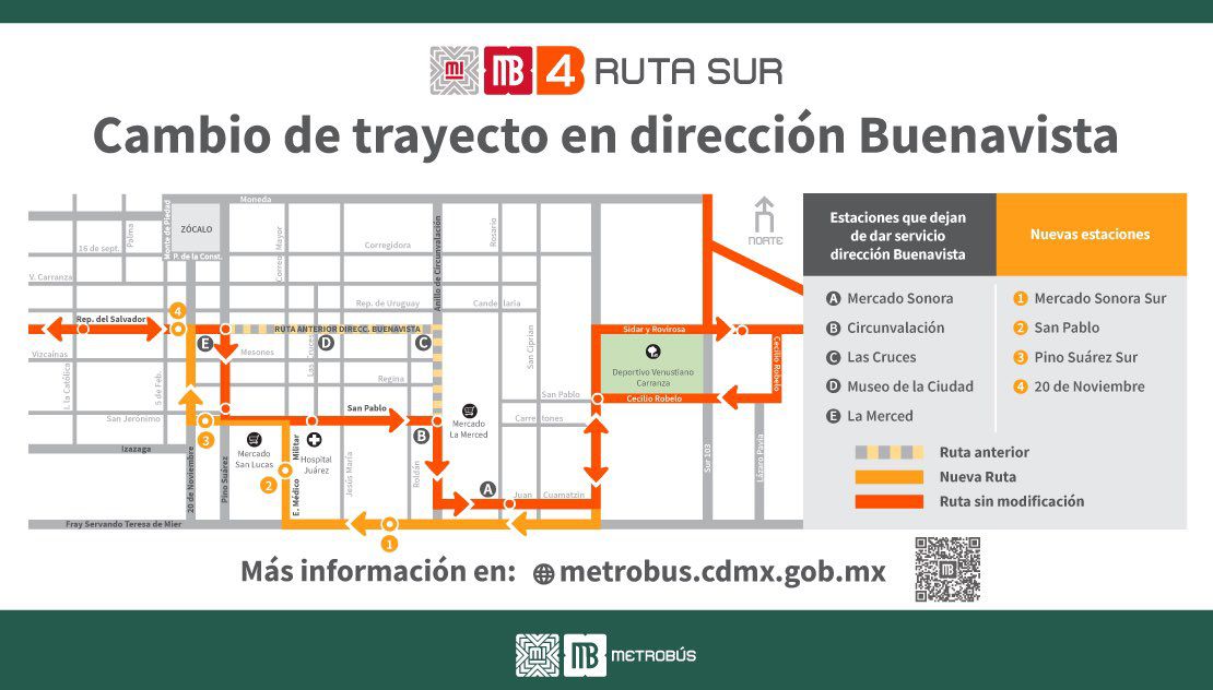 La nueva Ruta de la Línea 4 espera reducir el tiempo de viaje a 20 minutos. (Metrobús/Twitter)