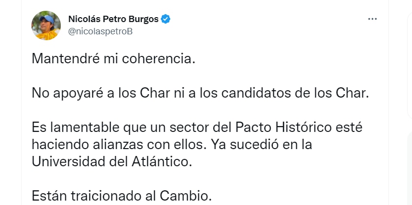 Trino publicado por Nicolás Petro en sus redes sociales