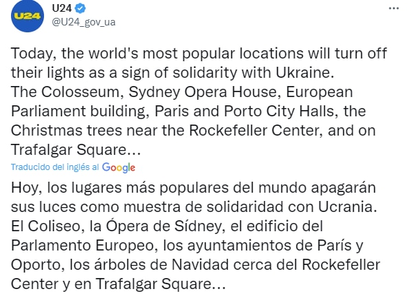 Tuit de United 24 anunciando la iniciativa