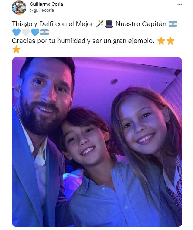 tuit de guillermo coria messi y sus hijos