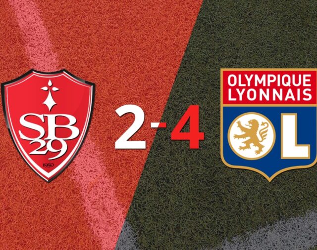 Olympique Lyon supera de visitante 4 a 2 a Stade Brestois
