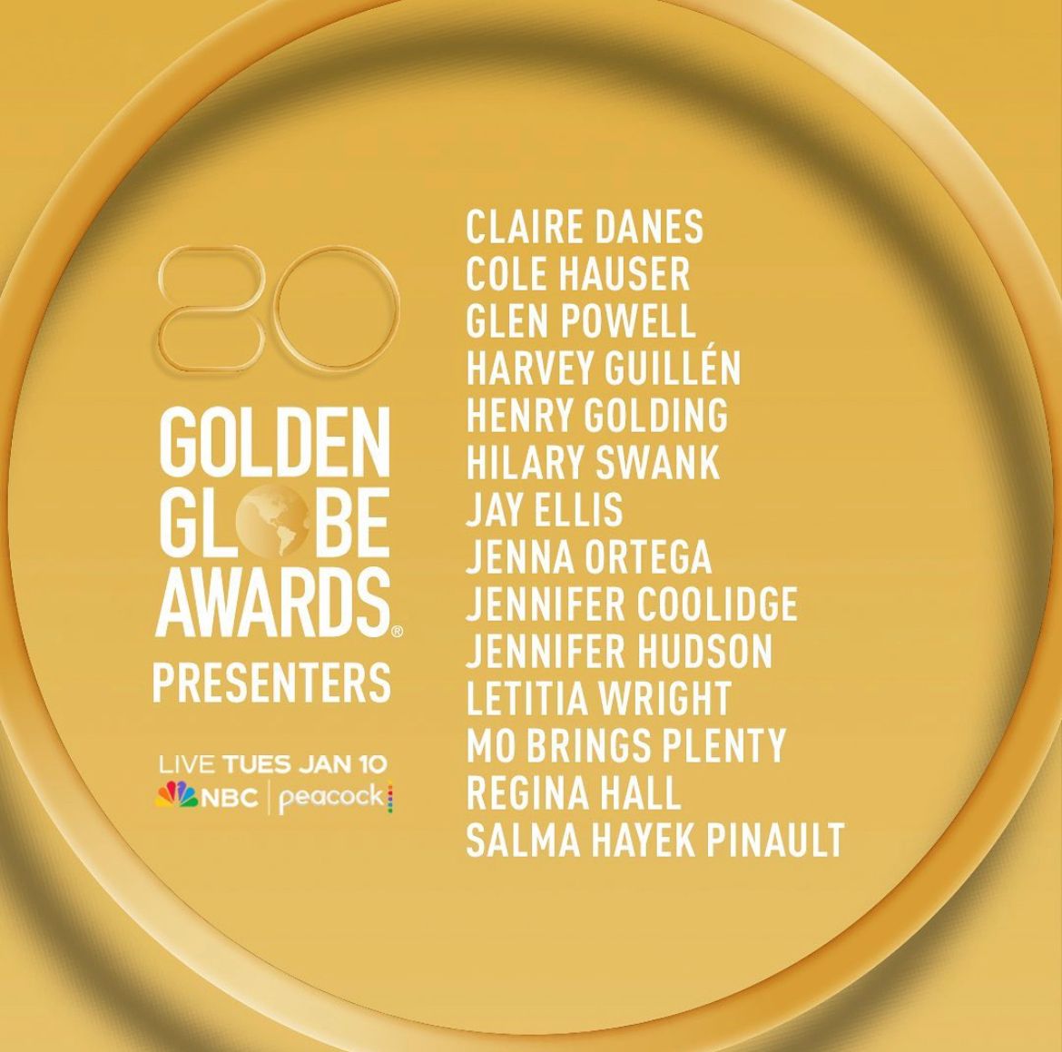 Lista oficial de presentadores (Foto: Instagram/@goldenglobes)