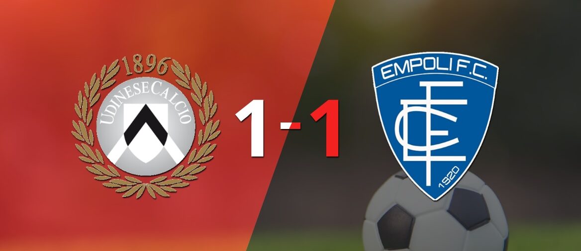 Udinese y Empoli se reparten los puntos y empatan 1-1