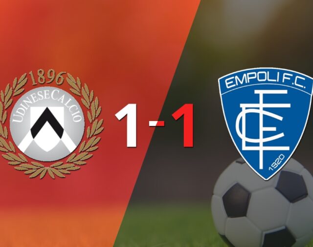 Udinese y Empoli se reparten los puntos y empatan 1-1