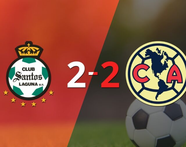 Santos Laguna y Club América sellaron un empate a dos