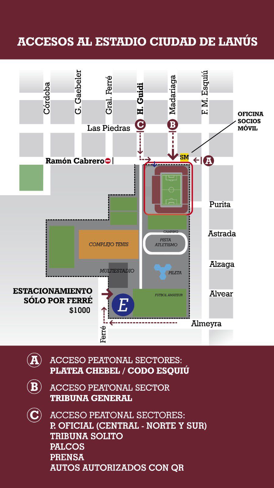 Accesos estadio Lanús