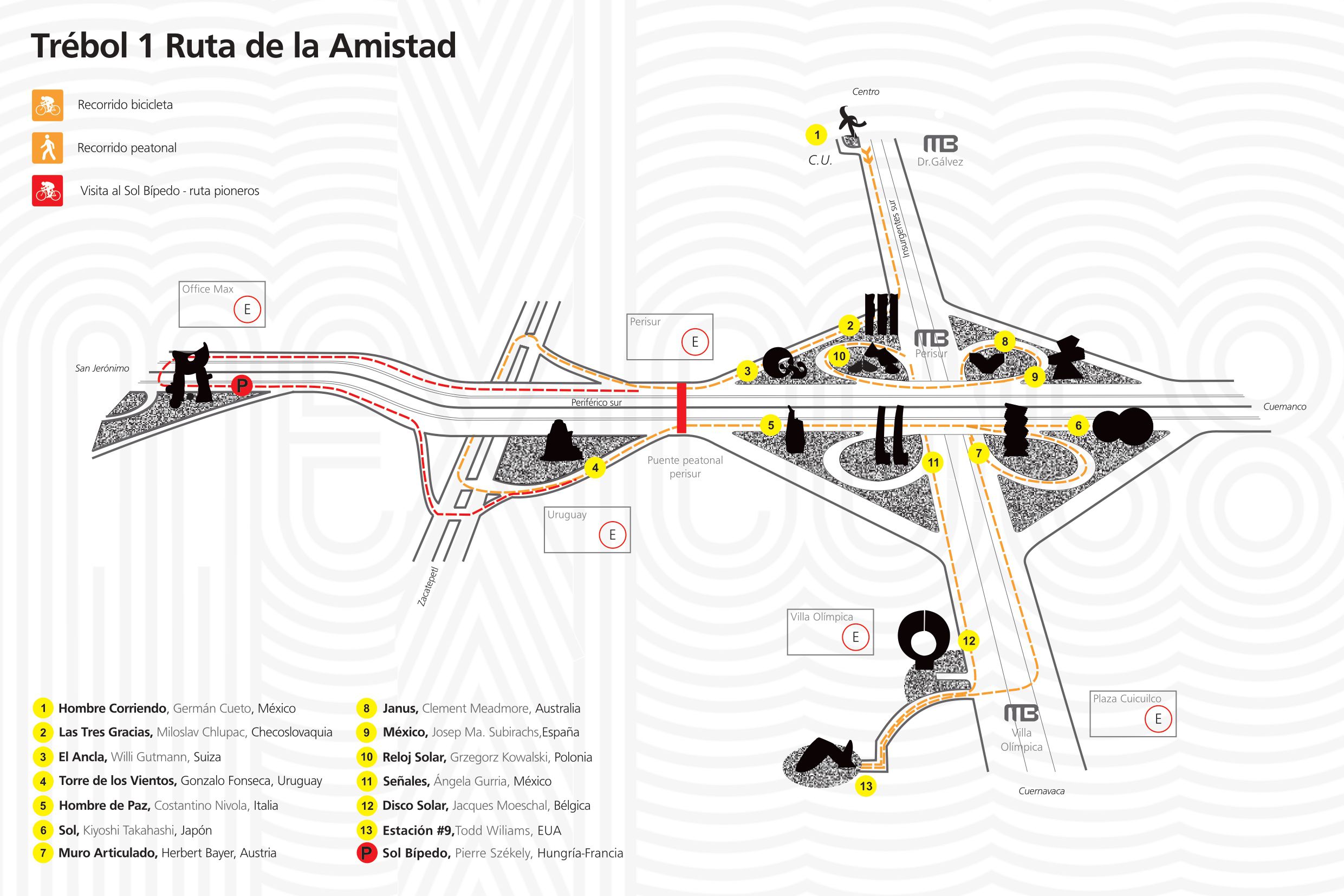 Ruta de la amistad esculturas periferico sur insurgentes sur