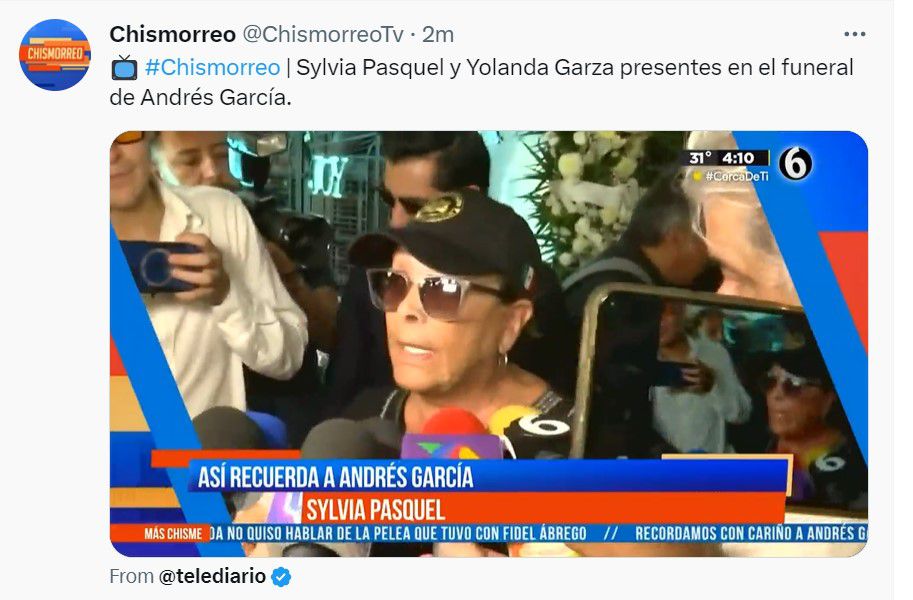 Sylvia Pasquel despidió a Andrés García (foto:twitter/@chismorreotv)