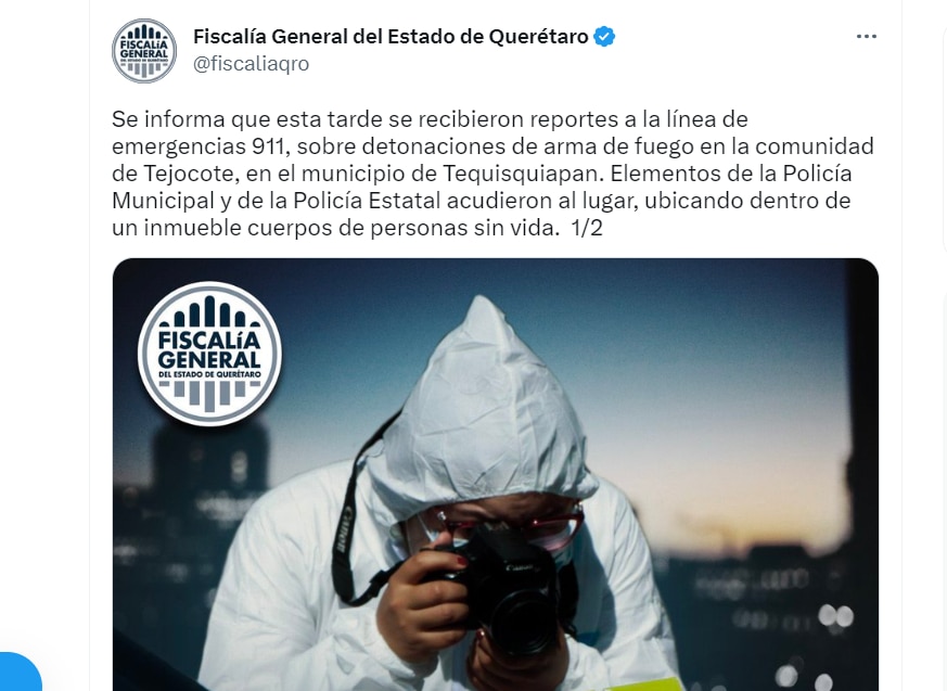 Balacera Querétaro rancho cinco muertos Fiscalía