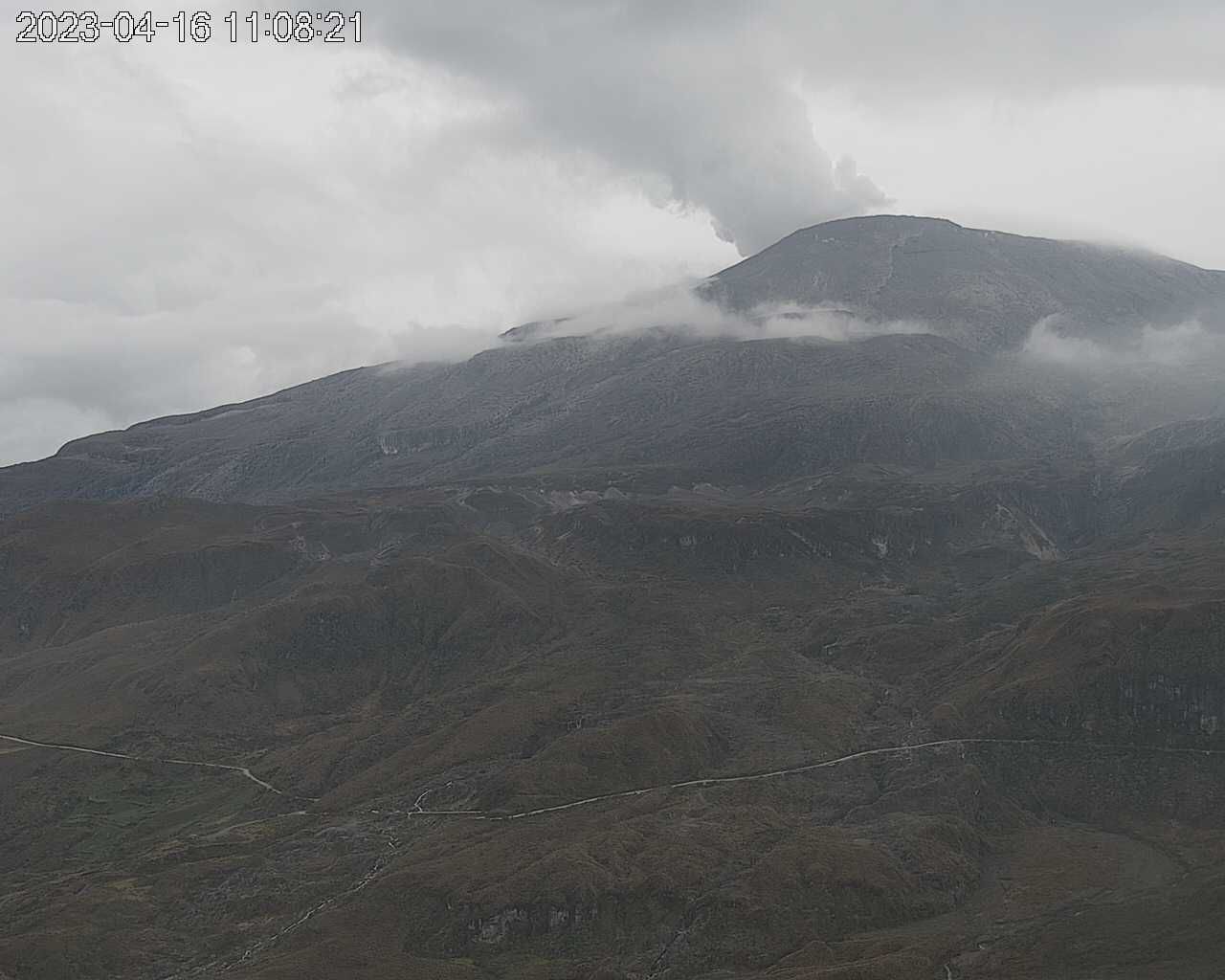Imágen del Nevado del Ruiz del 16 de abril del 2023