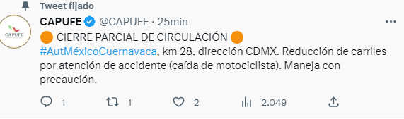 accidente. (Foto TW/Capufe)