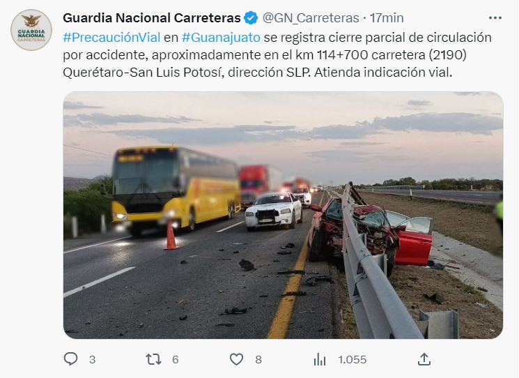 (captura de pantalla: Guardia Nacional Carreteras/Twitter)