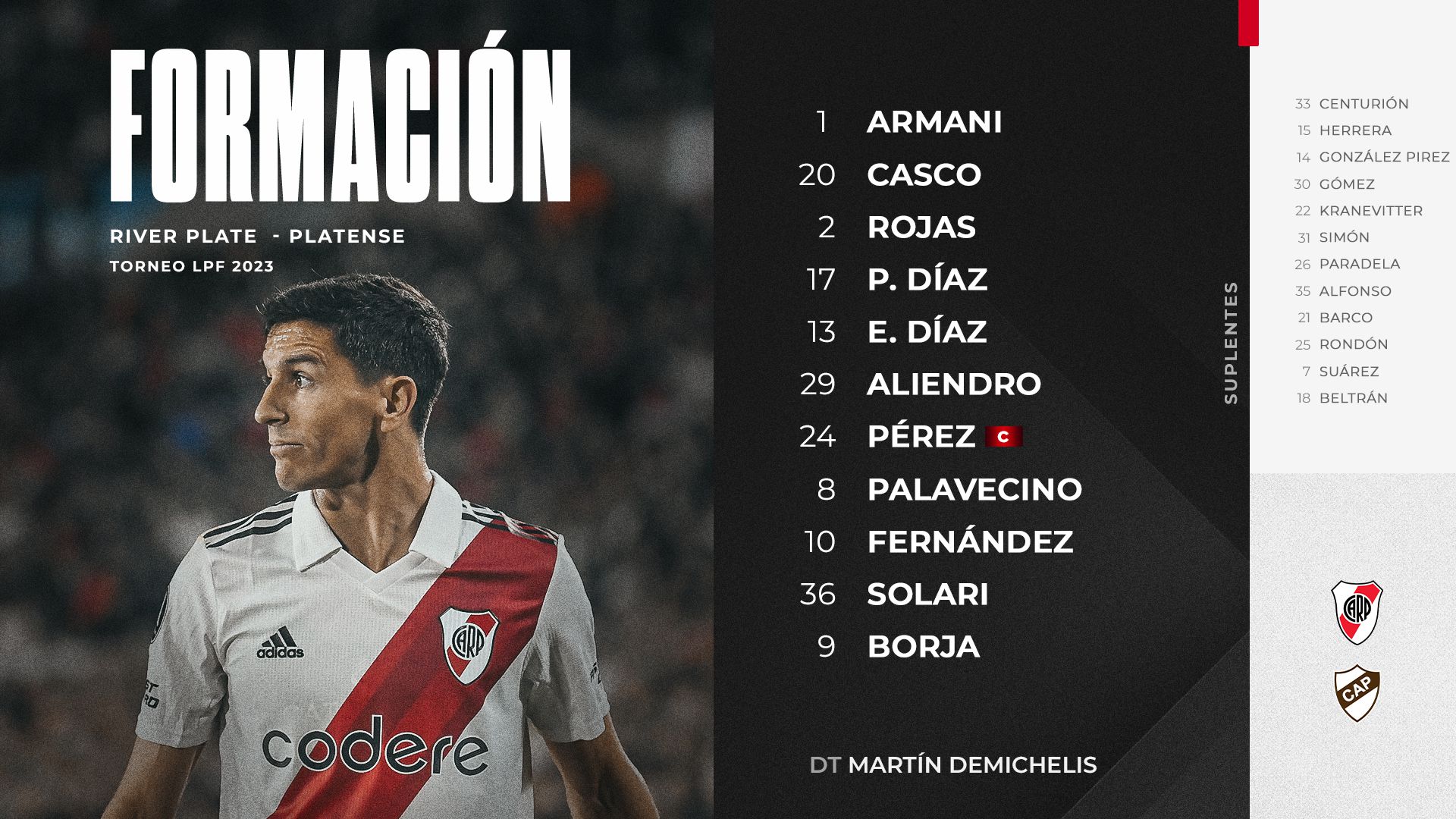 La formación de River Plate para recibir a Platense