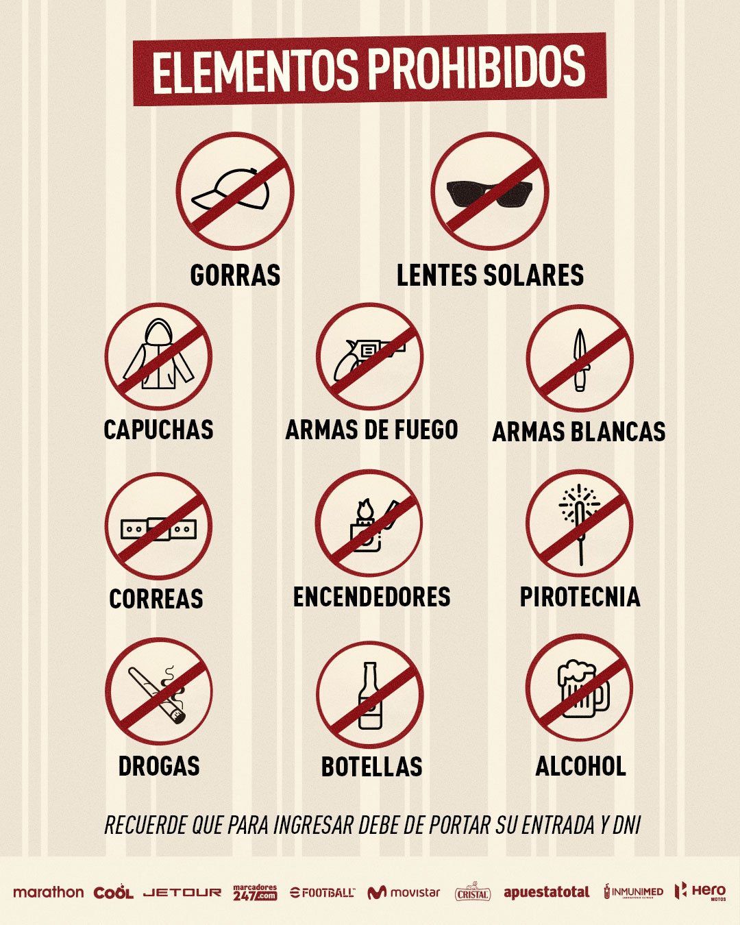 Conoce la lista de objetos prohibidos para el partido de esta noche. (Foto: Universitario)