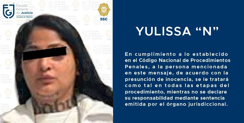 Así compartió la fiscalía la detención de Yulissa Mendoza. (Cortesía Fiscalía)