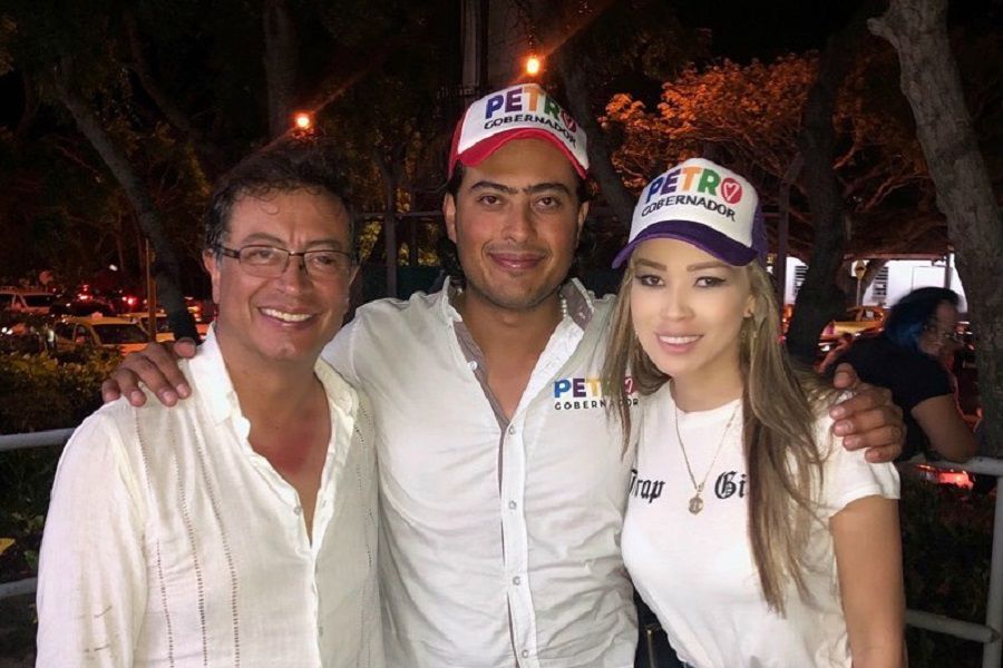 Gustavo Petro Urrego, Nicolás Petro Burgos y Day Vásquez en septiembre de 2019