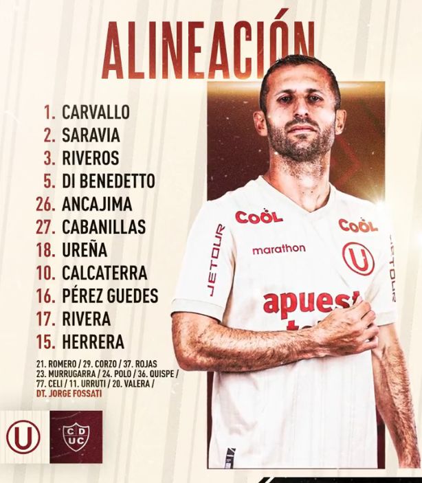 Universitario vs Unión Comercio: alineación 'crema' para el duelo por Liga 1 2023