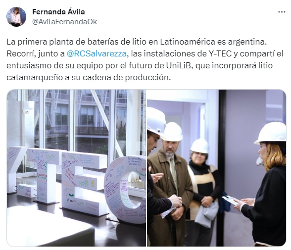Litio Baterías Y-Tec Livent Catamarca Ávila