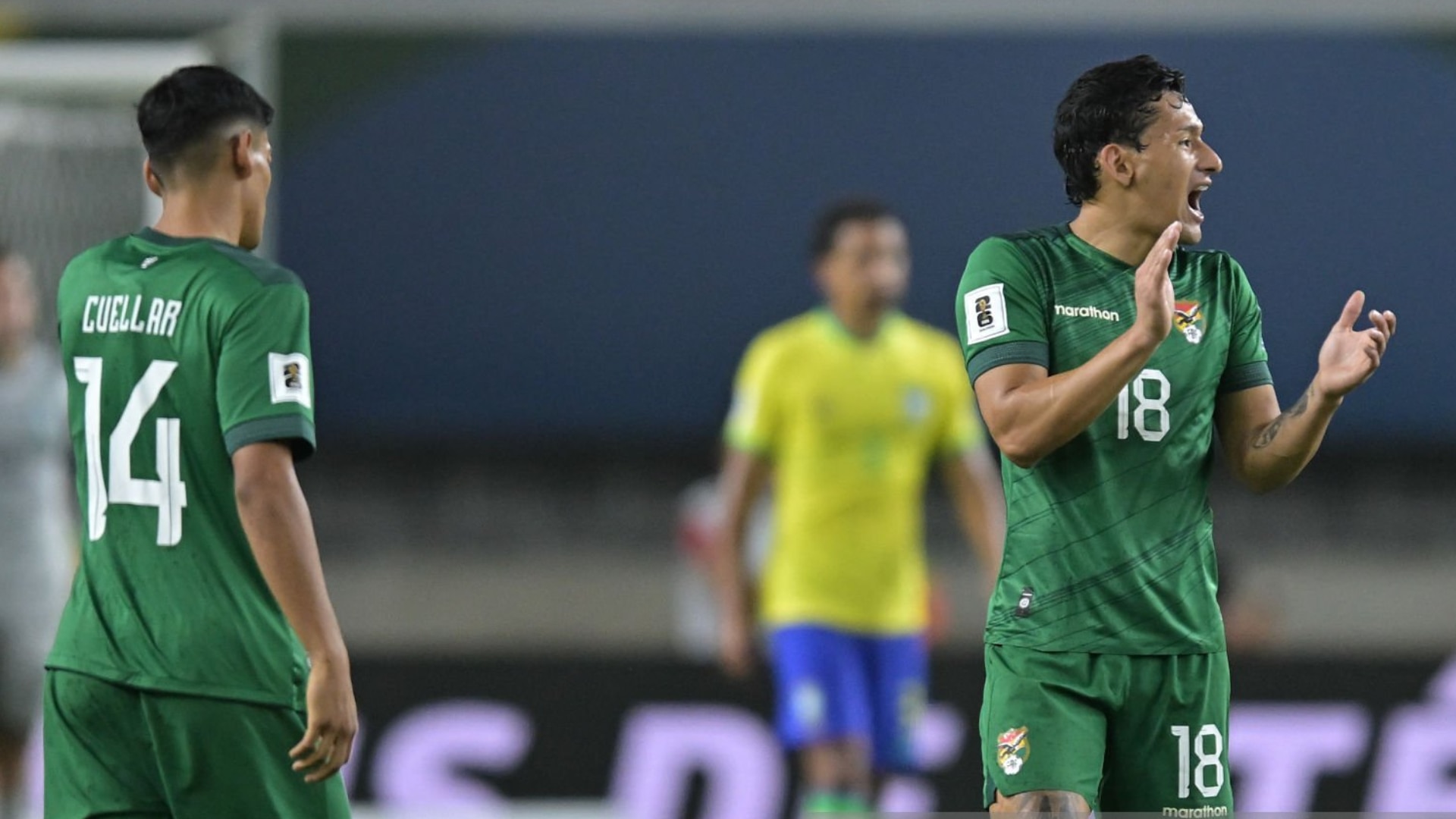 Víctor Ábrego celebrando su gol en Brasil vs Bolivia por Eliminatorias 2026.