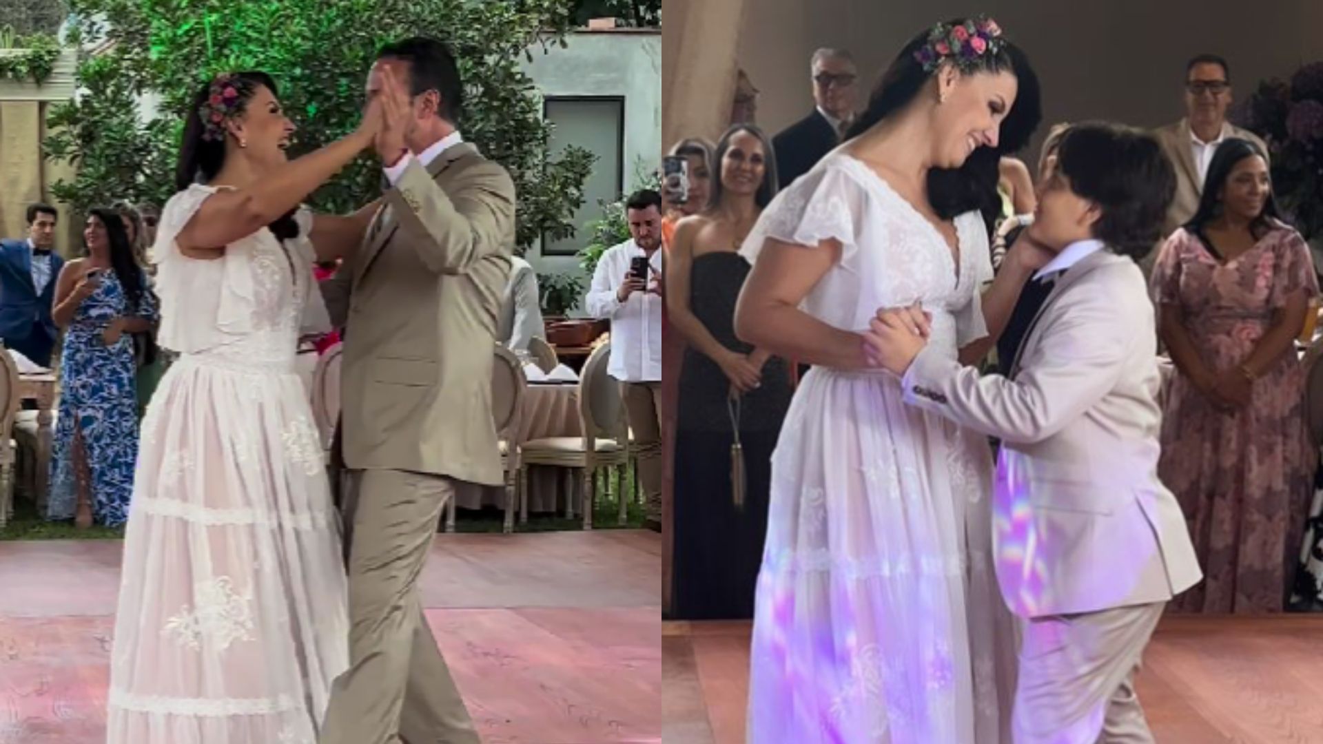 Patricia Portocarrero abrió la pista de baile con Fabrizio Lava y su pequeño hijo. IG Patricia Portocarrero.