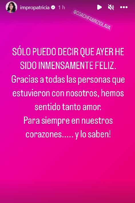 Patricia Portocarrero dedicó un emotivo mensaje después de casarse con Fabrizio Lava. IG Patricia Portocarrero.