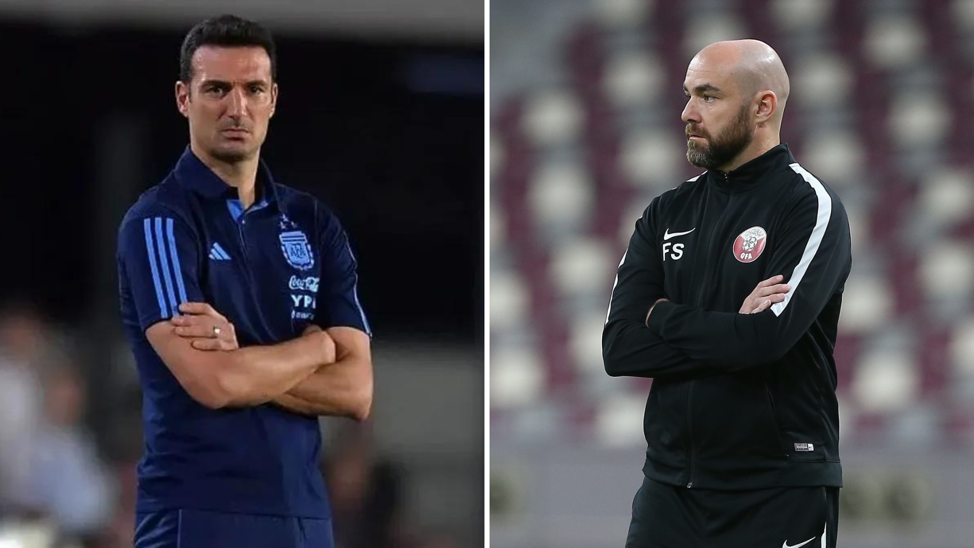 Lionel Scaloni y Félix Sánchez son entrenadores de Argentina y Ecuador, respectivamente.