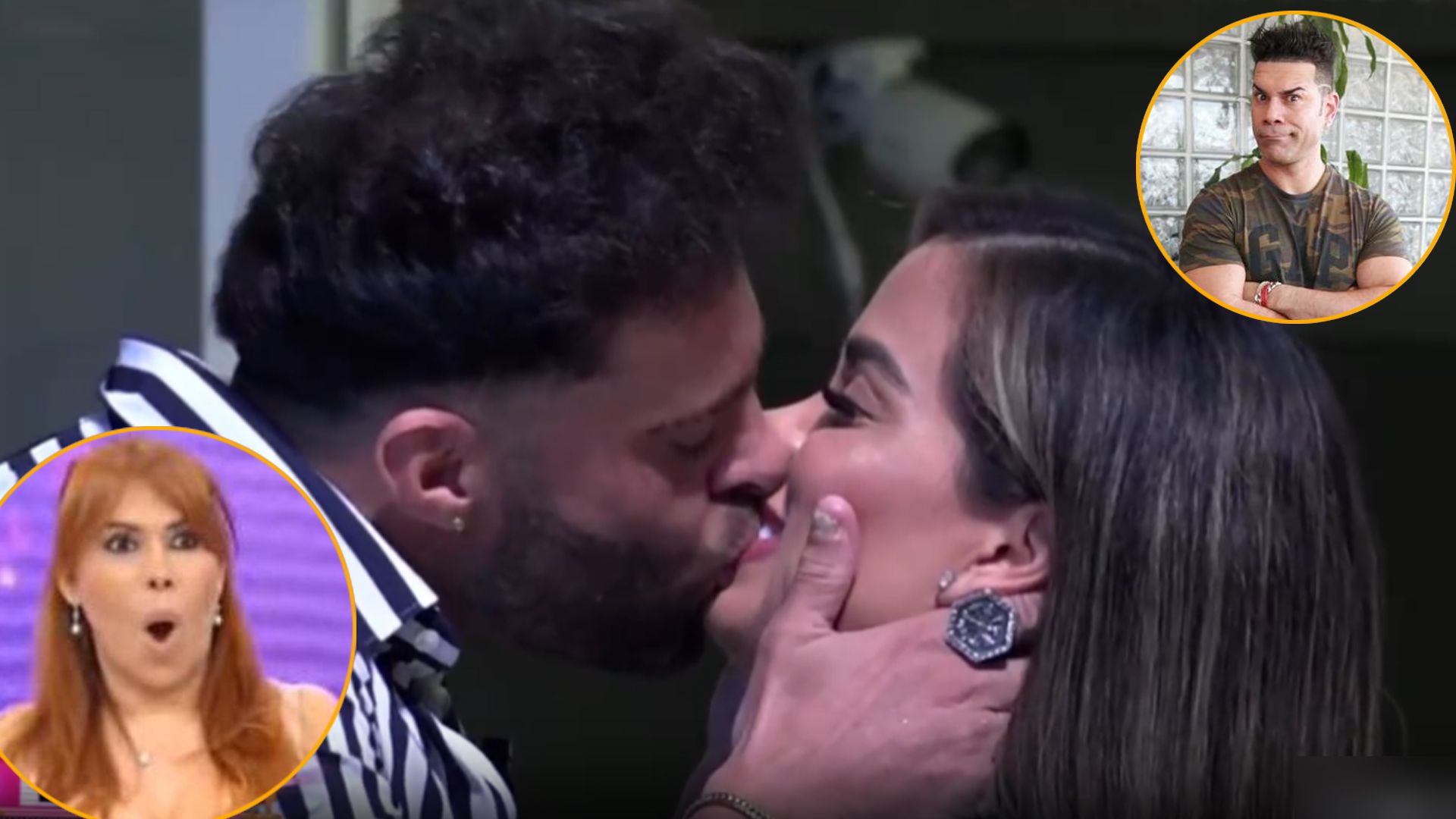 Magaly Medina le advierte a 'Tomate' Barraza que no vea beso de Renzo Spraggon y Vanessa López. (Captura: Magaly TV La Firme)
