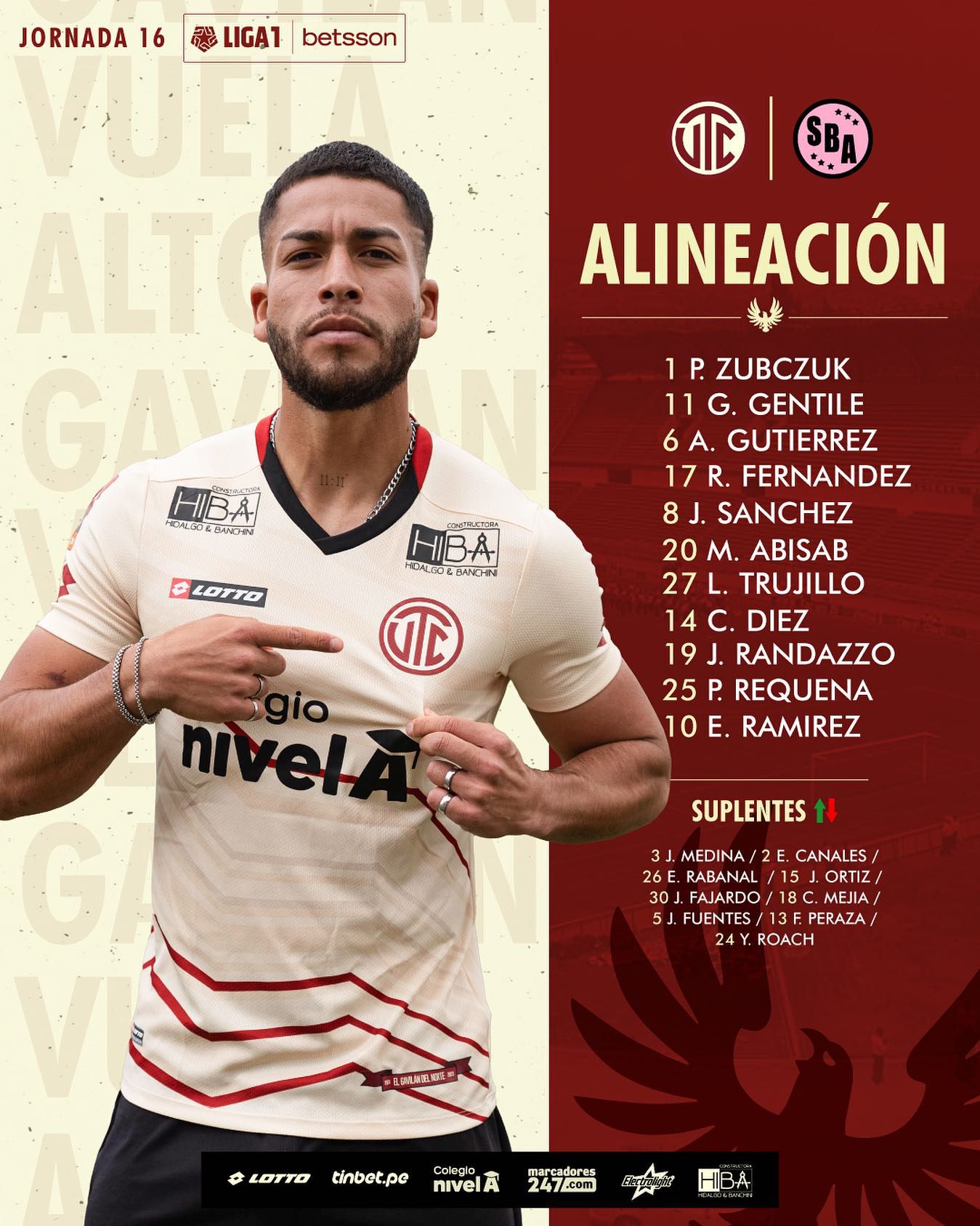 Alineación de UTC vs Sport Boys por fecha 16 del Torneo Clausura 2023.