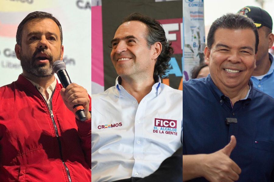 Collage Carlos Fernando Galán, Federico Gutiérrez y Roberto Ortiz