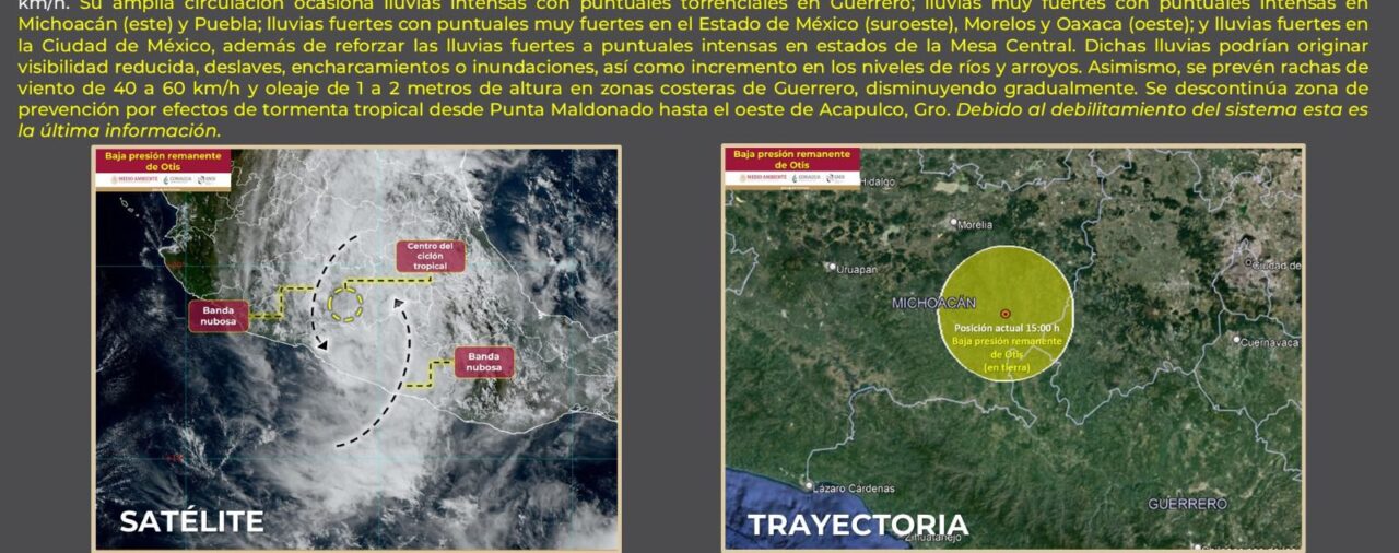 Otis se degrada a baja presión remanente; Guerrero sigue incomunicado y sin luz | EN VIVO