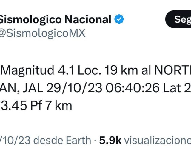 Temblor hoy en México: Noticias actividad sísmica 29 de octubre de 2023