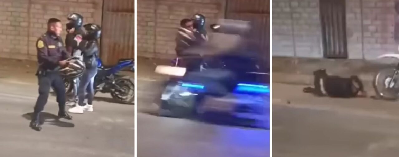 Trujillo: Policía intentó detener con un casco a una moto que iba a velocidad, pero sufre terrible accidente