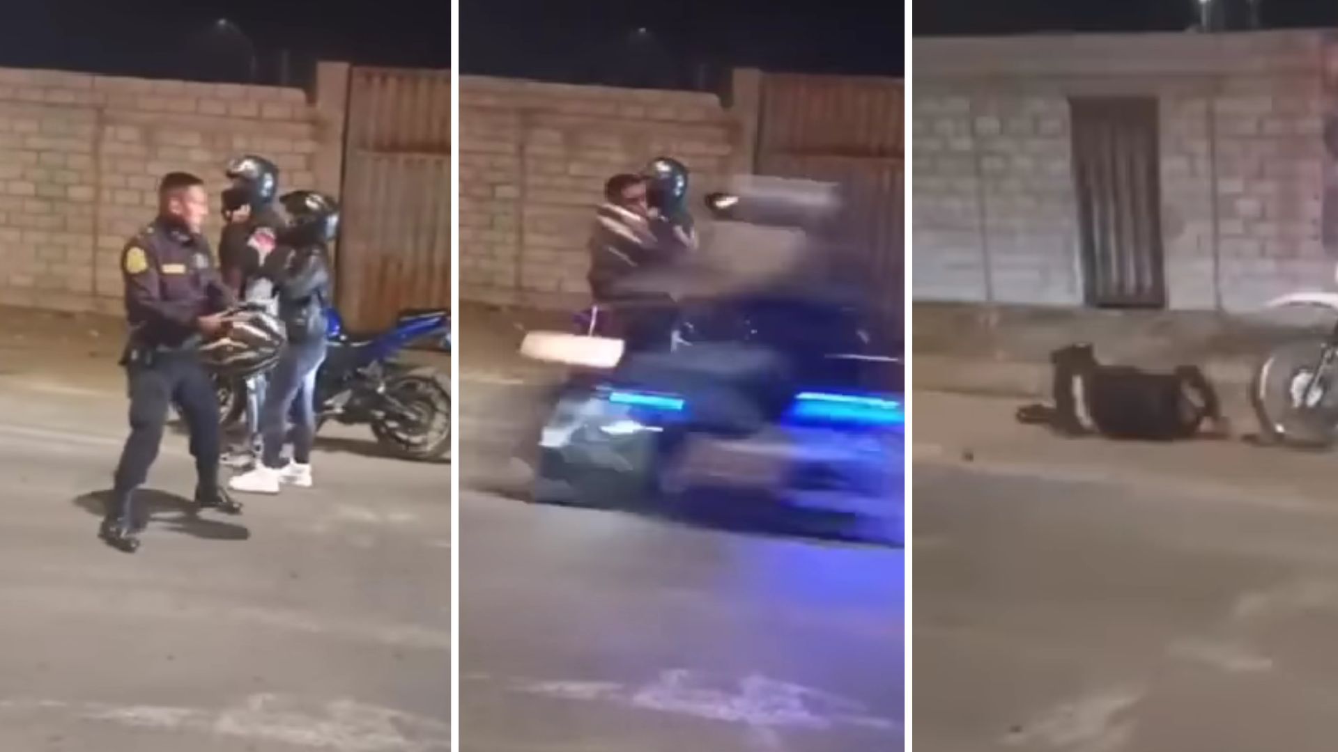 Policía intentó detener con un casco a una moto que iba velocidad, pero sufre terrible accidente en Trujillo