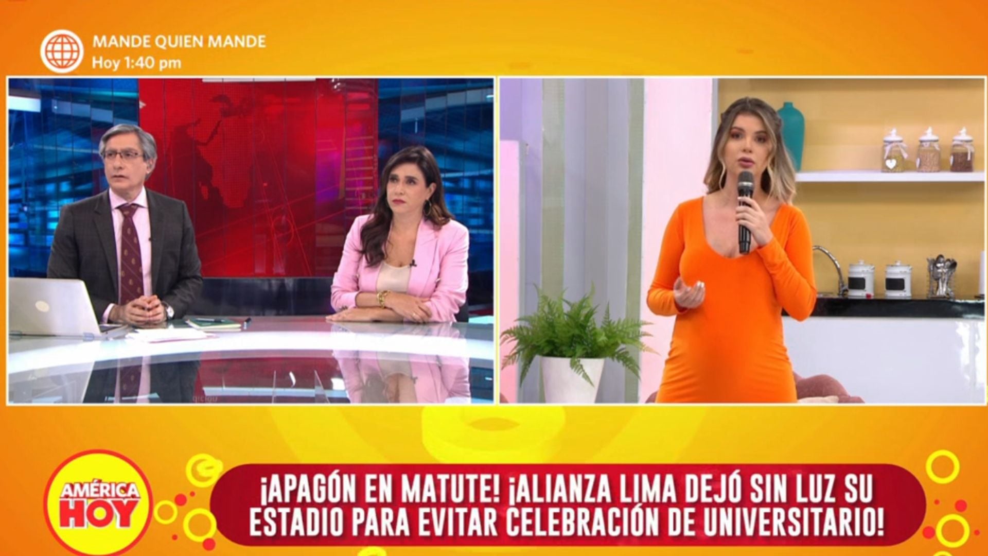 Brunella Horna vivió momentos de tensión en partido de U y AL porqué tenía a su familia en Matute. América TV.