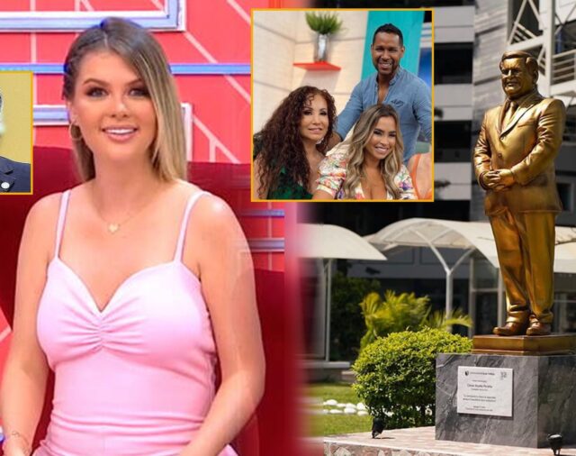 Brunella Horna se molesta por bromas a la estatua de César Acuña: “No se metan con mi suegro”