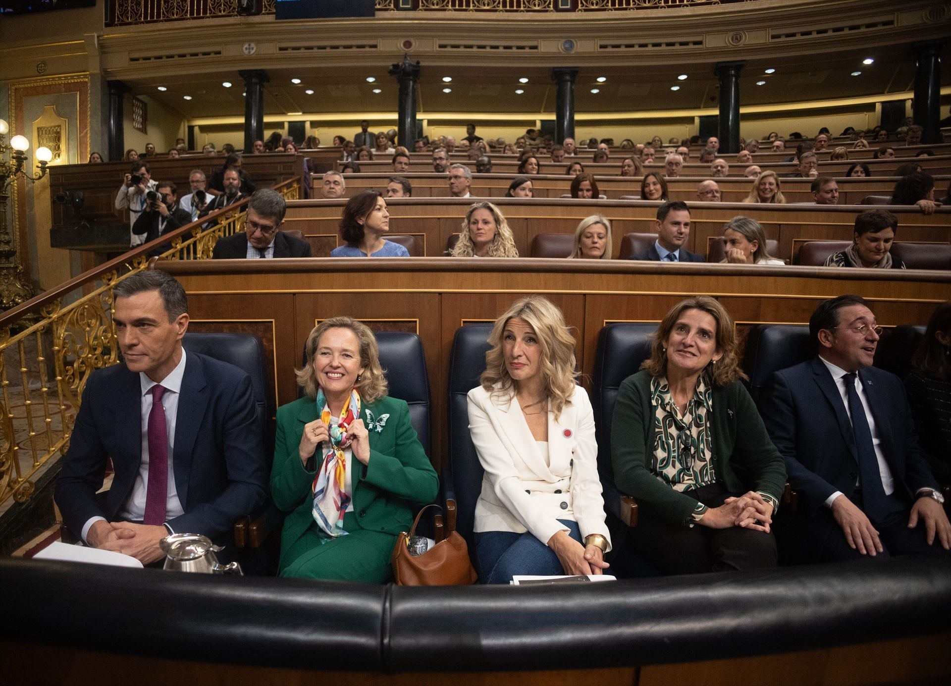 Yolanda Díaz con un pin en apoyo a Palestina. (Eduardo Parra / Europa Press)