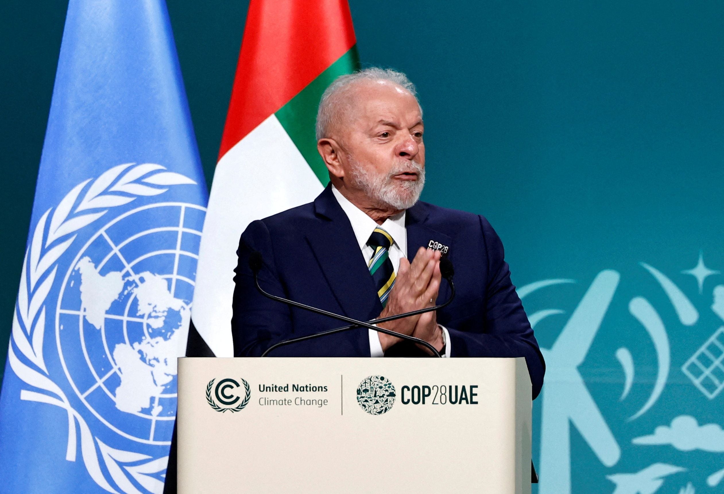 El presidente Luiz Inacio Lula da Silva expuso en la COP 28 sobre la situación de Brasil y los cuestionamientos por la desforestación que ocurre en su país (REUTERS/Thaier Al Sudani/File Photo)