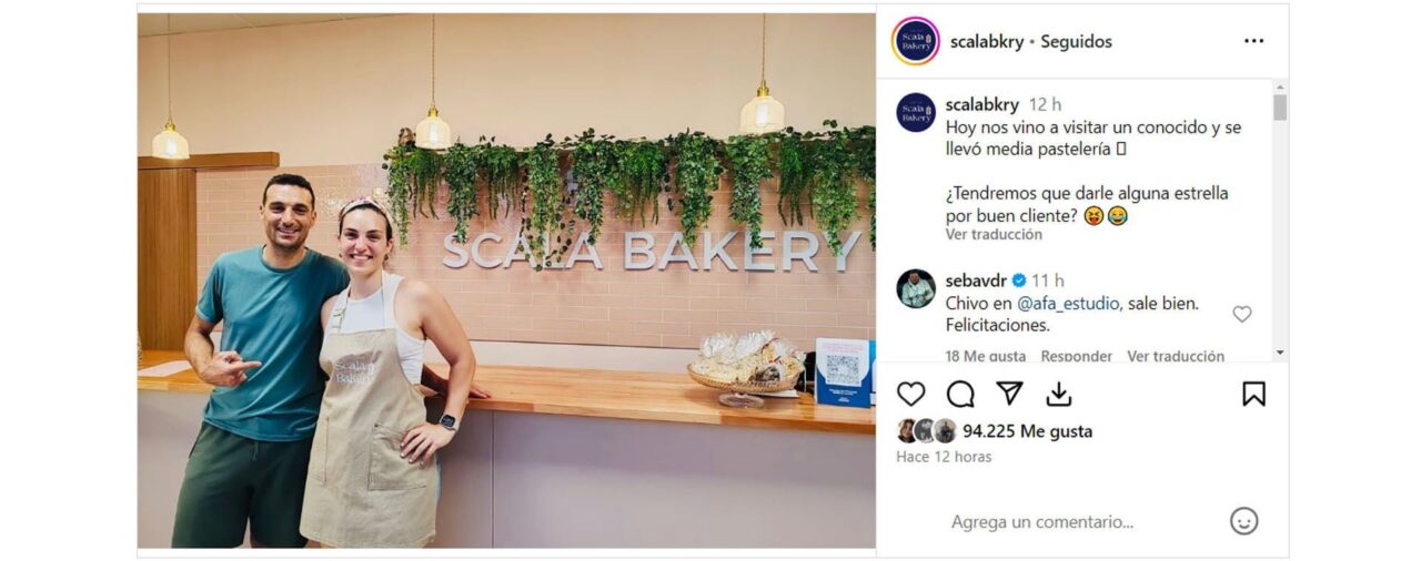 En medio de las dudas sobre su futuro en la selección argentina, Scaloni visitó el local de su hermana en Pujato: “Se llevó media pastelería”