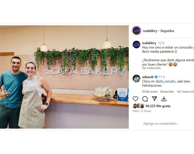 En medio de las dudas sobre su futuro en la selección argentina, Scaloni visitó el local de su hermana en Pujato: “Se llevó media pastelería”