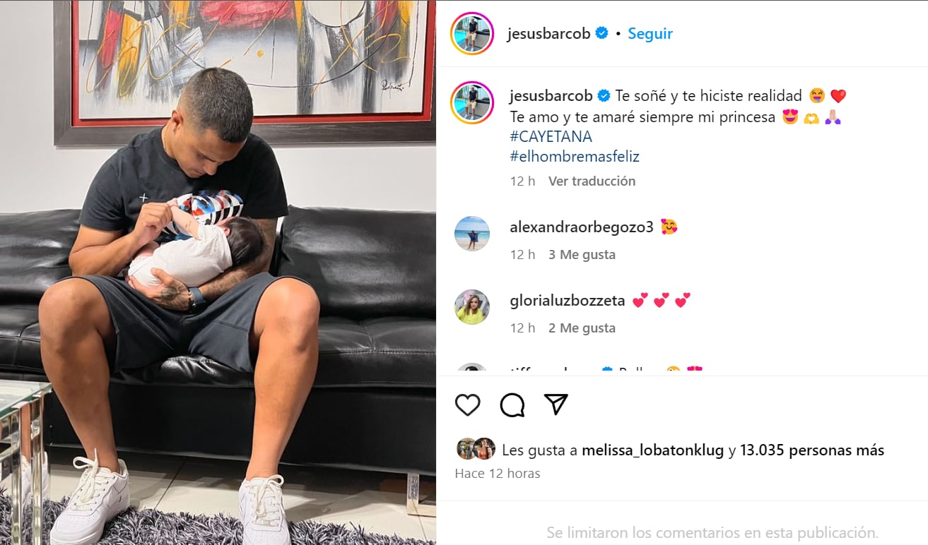 Jesús Barco dedicó emotico post a su hija, pero no nombró a Melissa Klug. IG