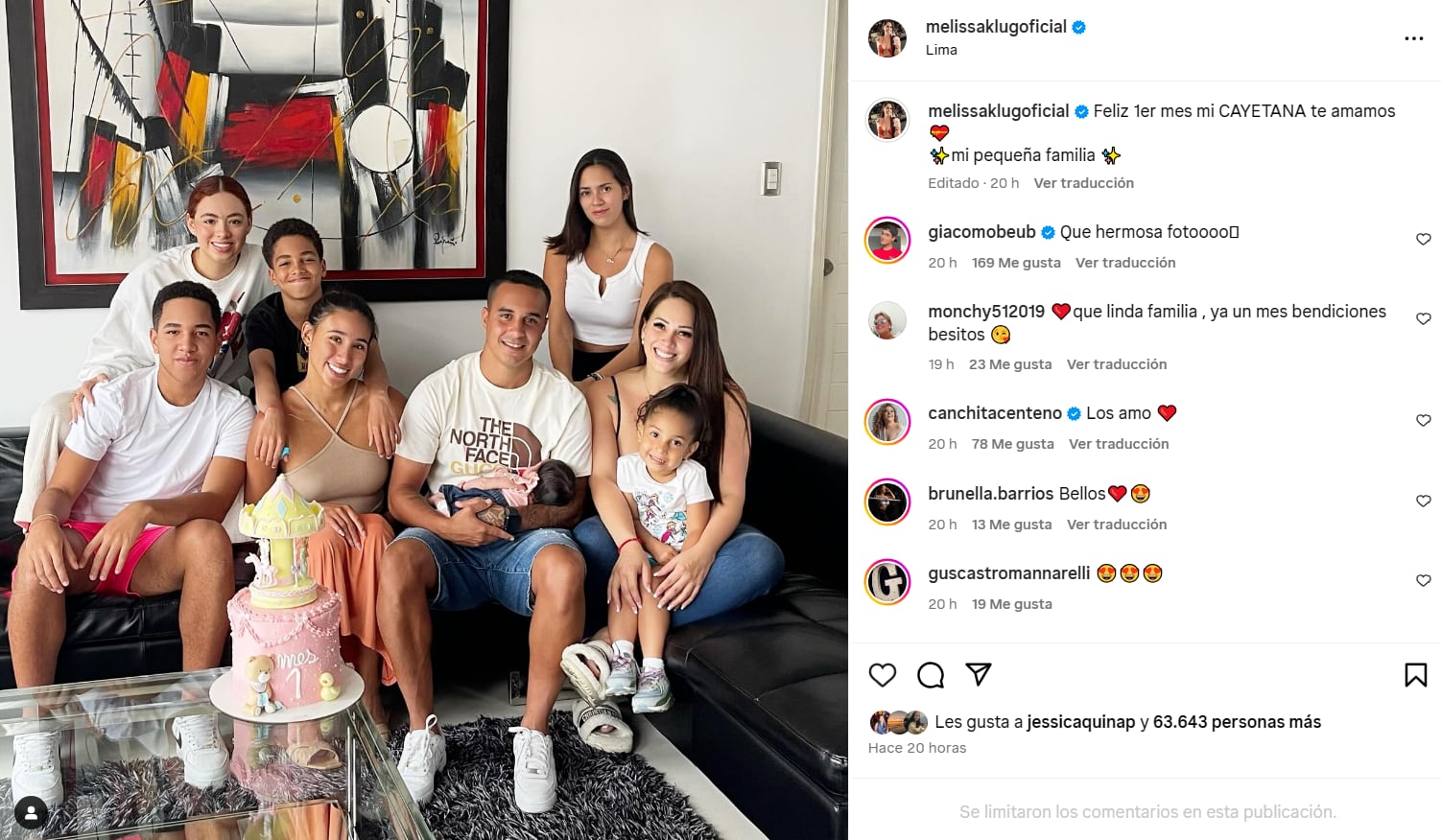 Melissa Klug celebra primer mes de su pequeña Cayetana junto a Jesús Barco y sus otros cinco hijos.
